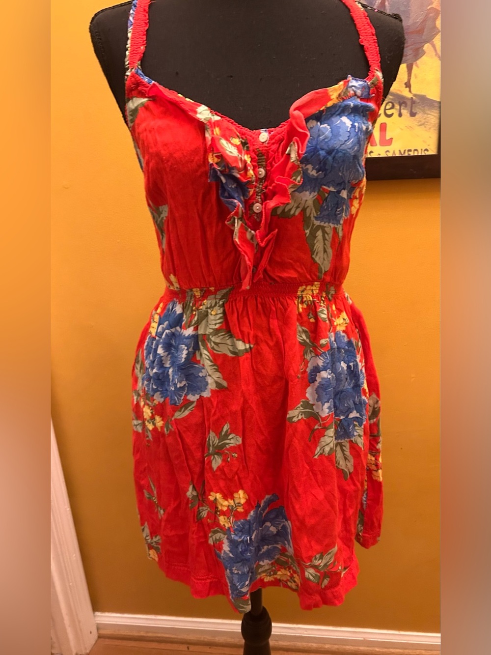 Abercrombie & Fitch Red Floral Sundress Size Medium